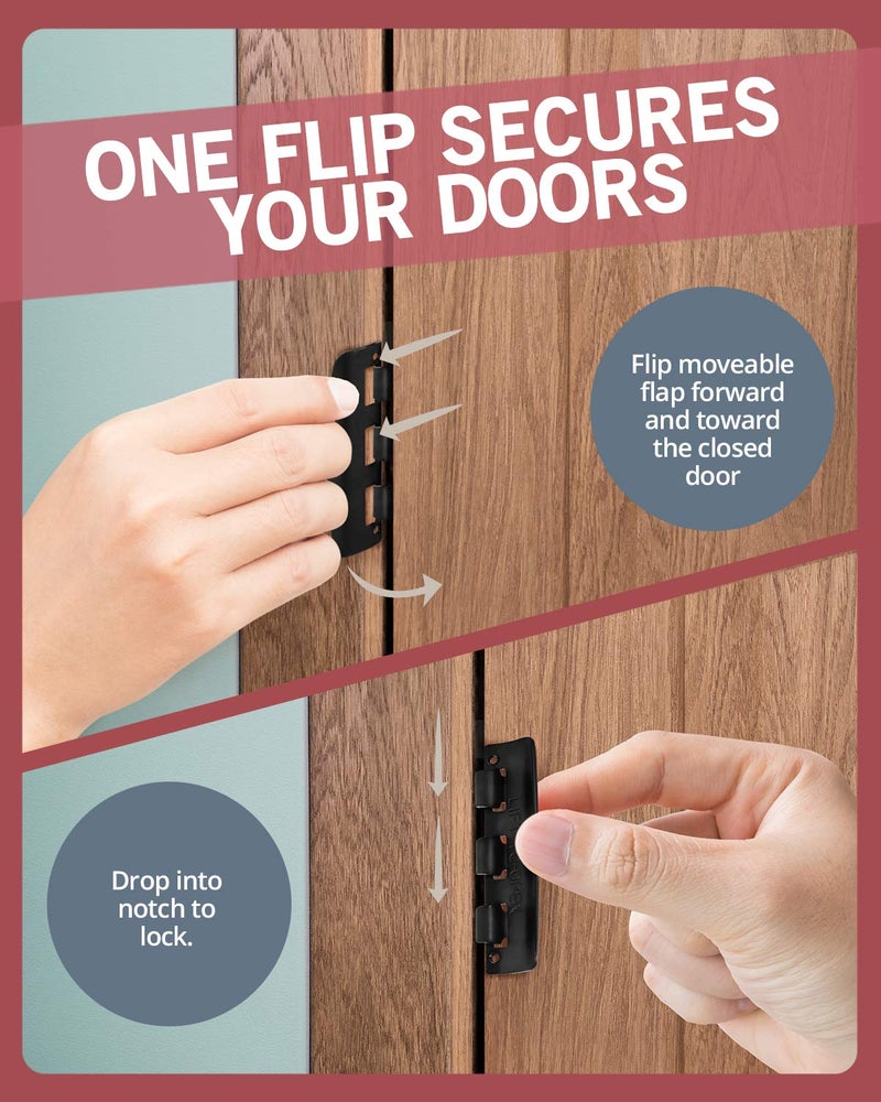 JD Jack N'Drill Jack Nâ€™ Drill Flip Action Door Lock (6 Pack)- Reversible Privacy Door Locks with Anti Lockout Screw for Child Proofing and Home Defense, Easy to Install and Durable Lock for Interior Swing-in Doors - Image 5